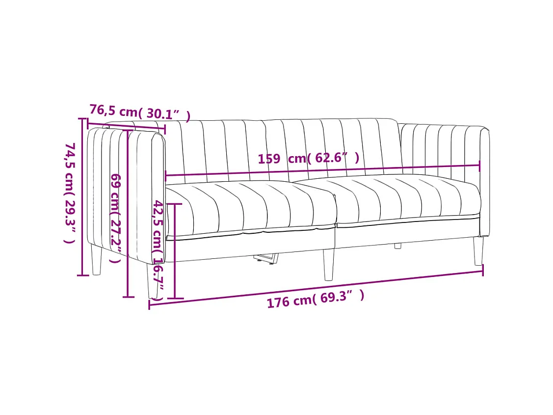 3-delige Loungeset stof lichtgrijs