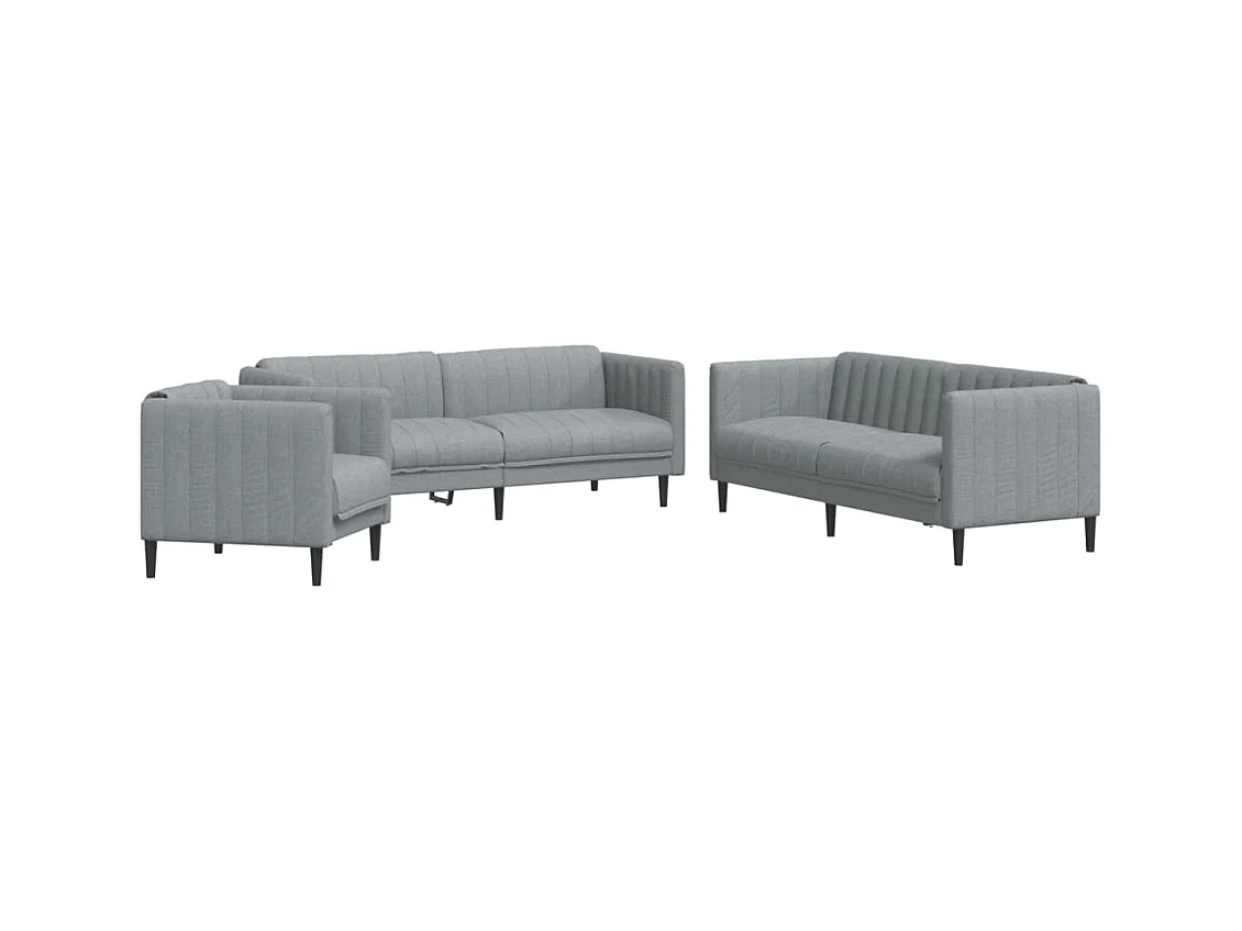 3-delige Loungeset stof lichtgrijs