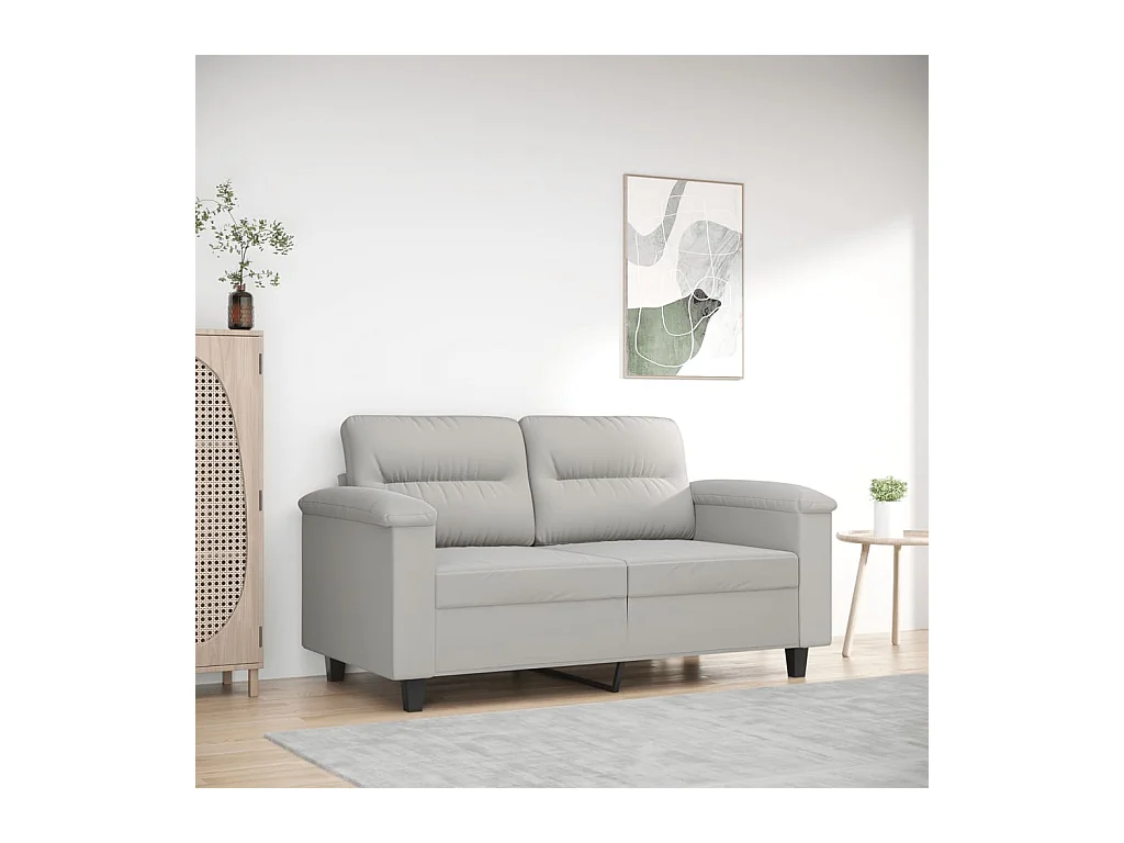 Canapé à 2 places Gris clair 120 cm Tissu microfibre