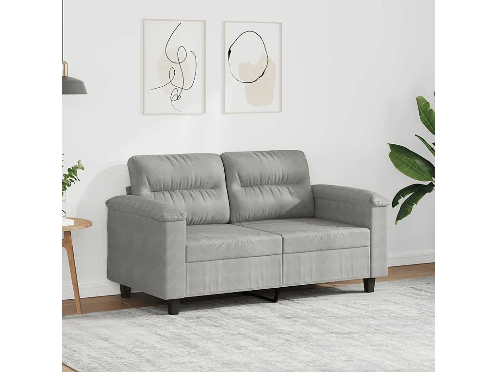 Tweezitsbank 120 cm microvezelstof lichtgrijs