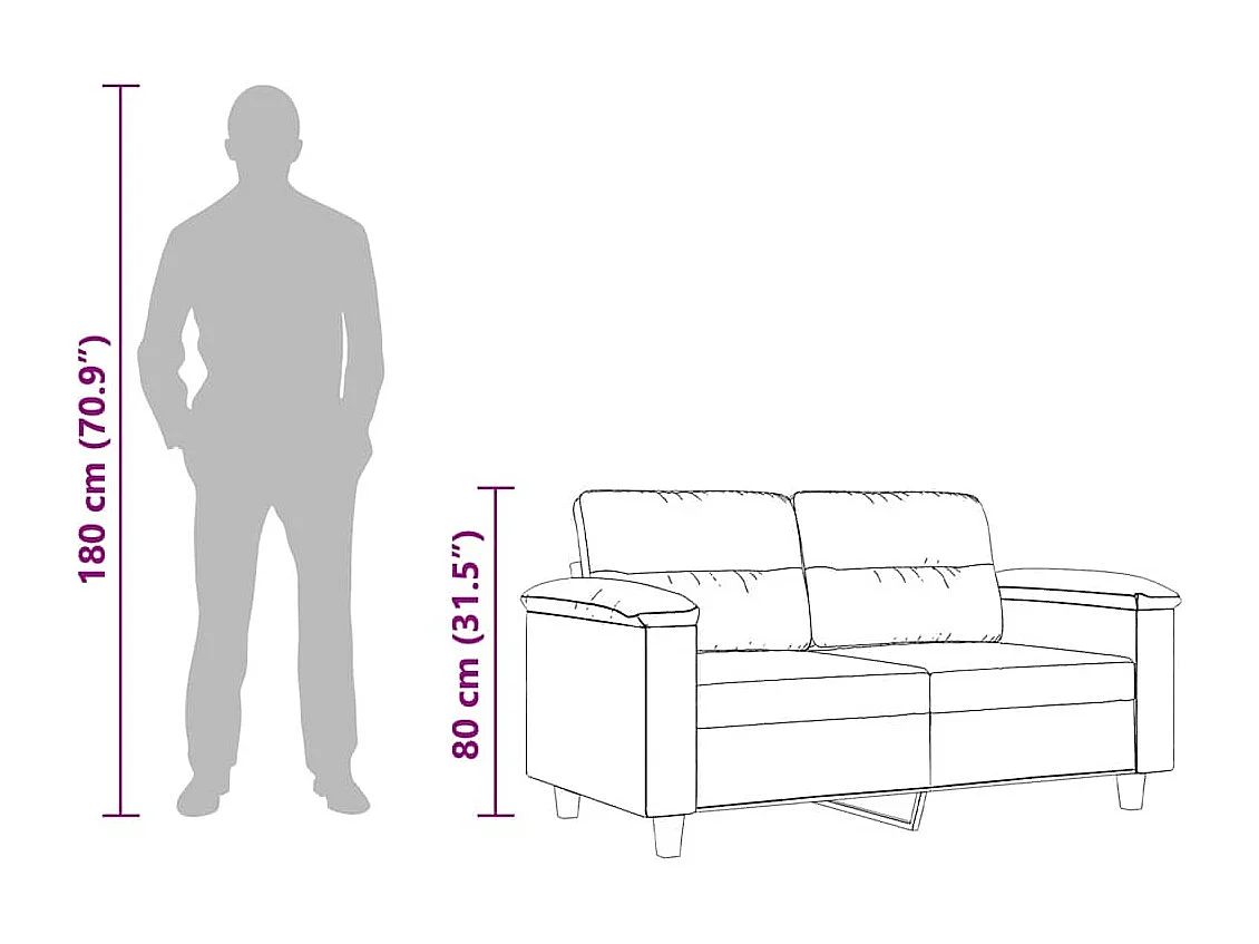 Tweezitsbank 120 cm microvezelstof lichtgrijs