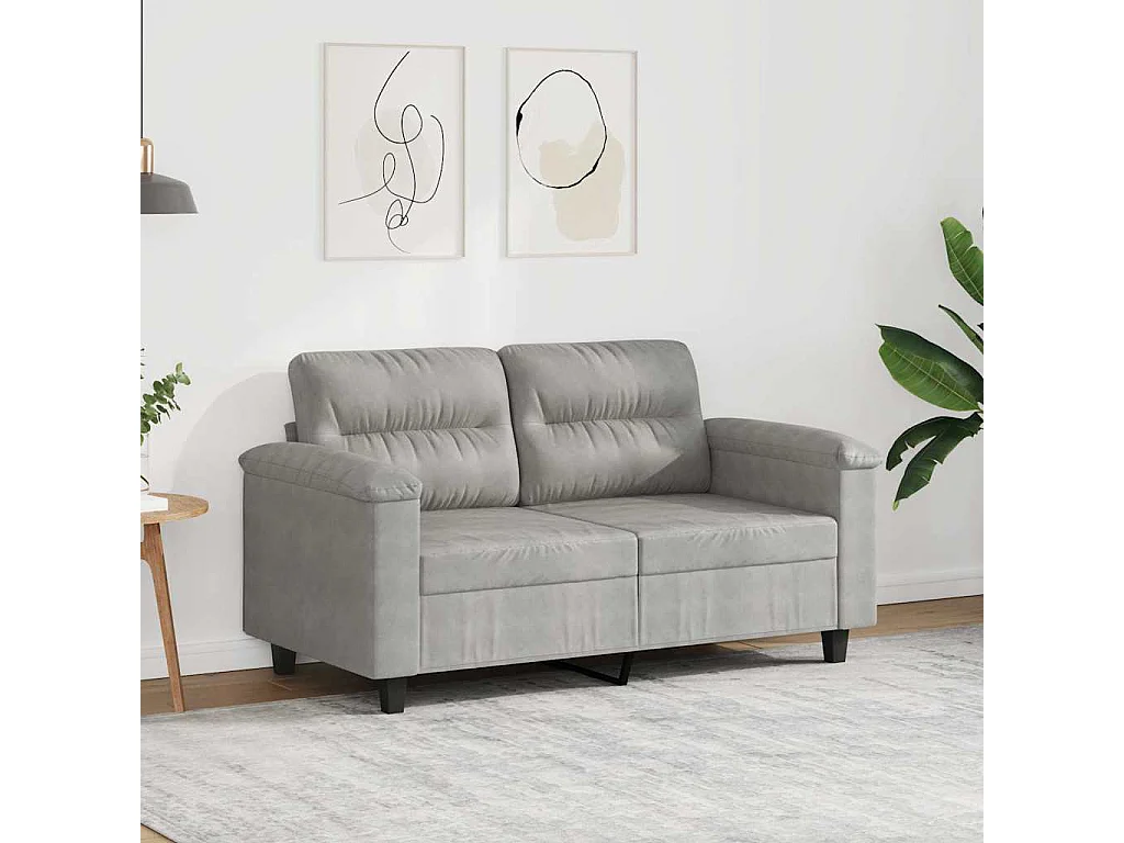 Canapé à 2 places Gris clair 120 cm Tissu microfibre