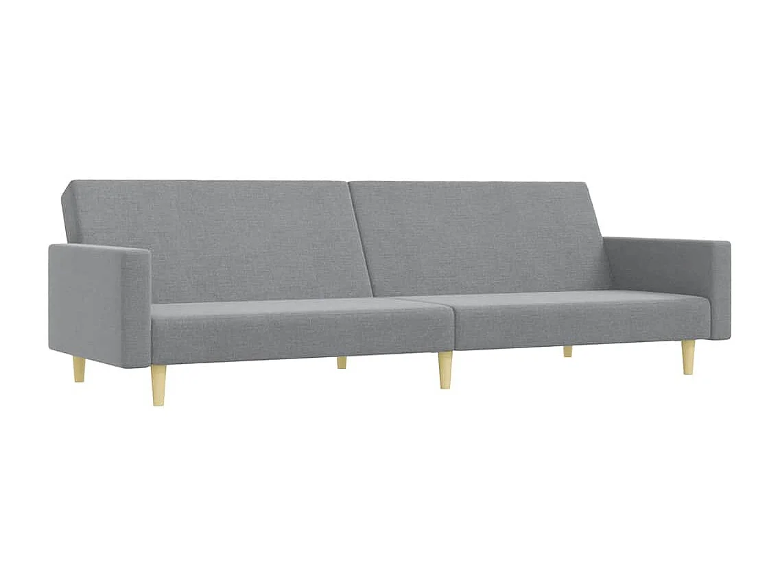Schlafsofa 2-Sitzer mit Fußhocker Hellgrau Stoff