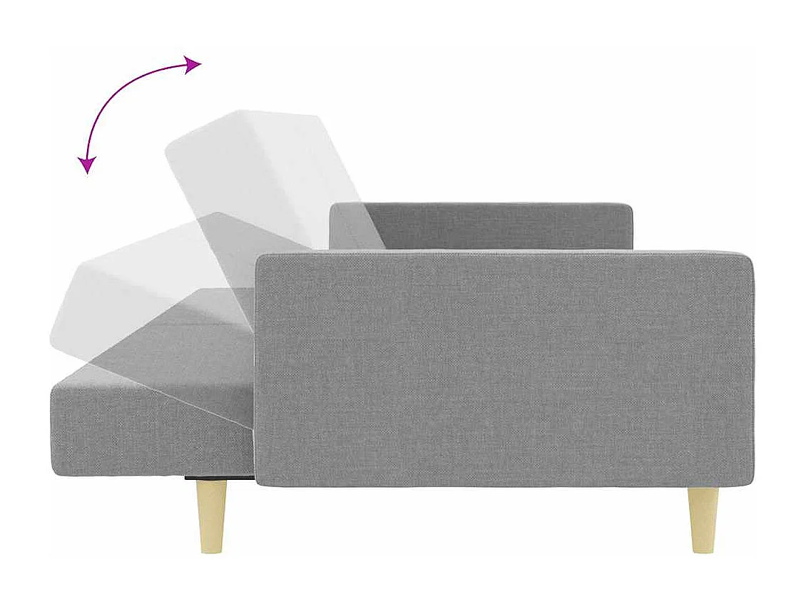 Schlafsofa 2-Sitzer mit Fußhocker Hellgrau Stoff