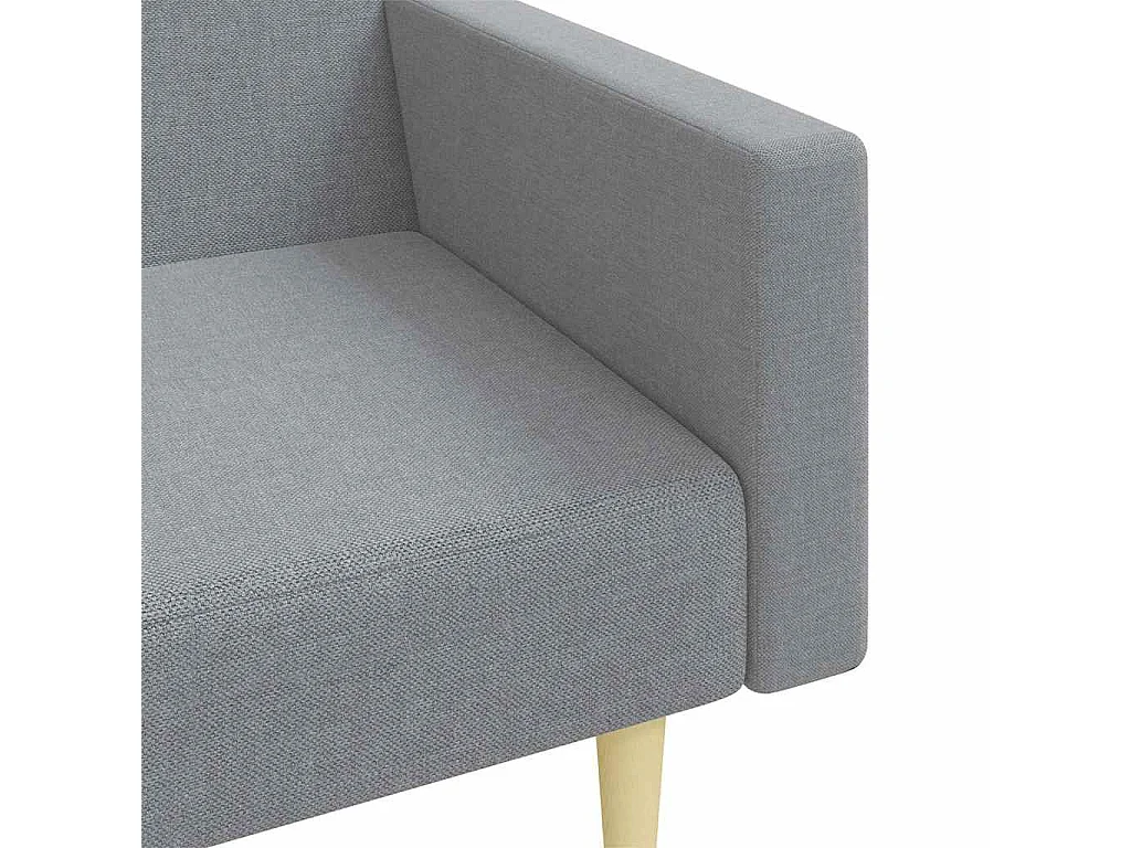 Schlafsofa 2-Sitzer mit Fußhocker Hellgrau Stoff