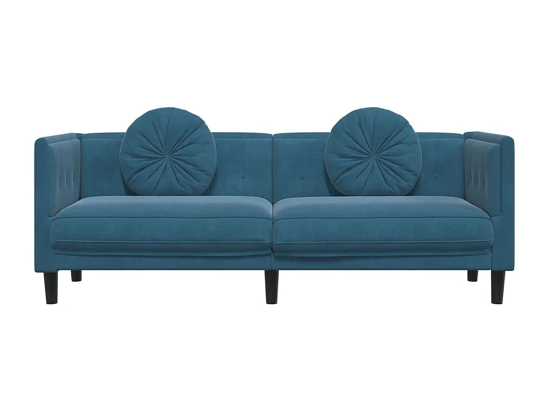 Canapé avec coussins 3 places bleu velours