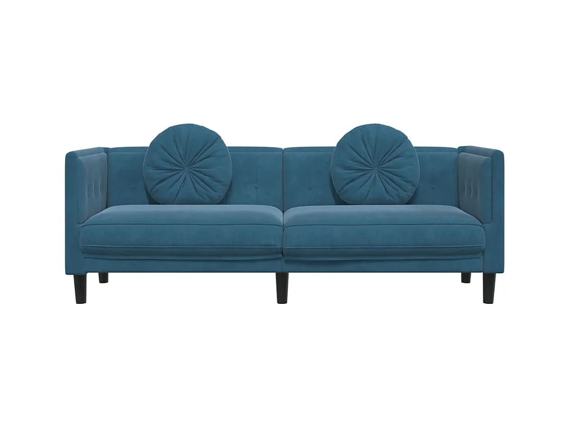 Sofa mit Kissen 3-Sitzer Blau Samt