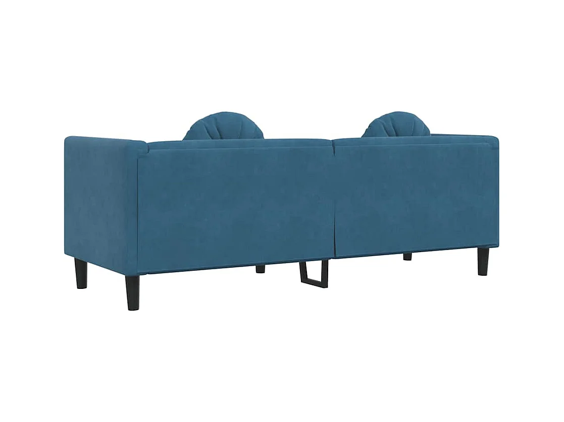 Sofa mit Kissen 3-Sitzer Blau Samt