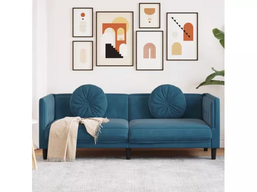 Kauf Unique Sofa mit Kissen 3-Sitzer Blau Samt