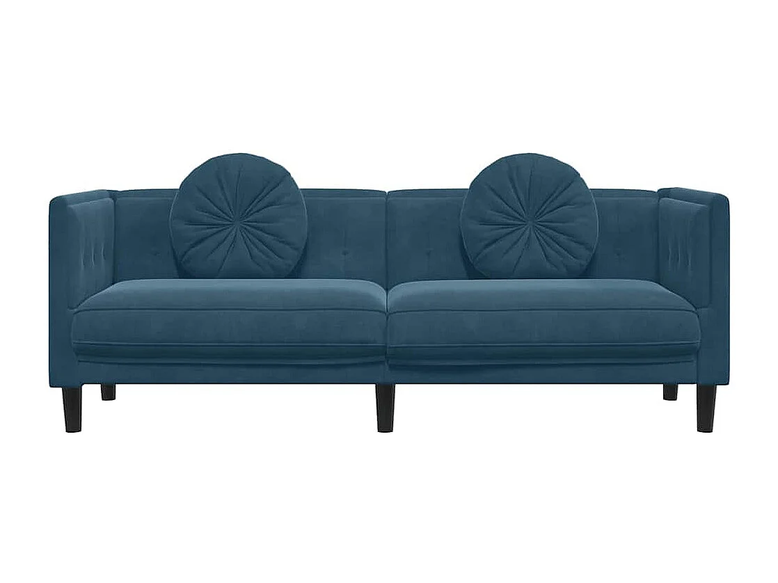 Bank met kussens 3-zits fluweel blauw