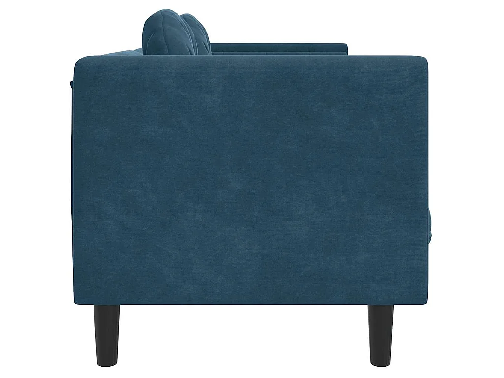 Canapé avec coussins 3 places bleu velours