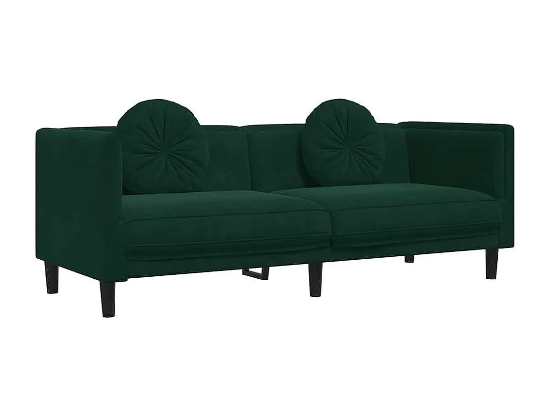 Canapé avec coussins 3 places vert foncé velours