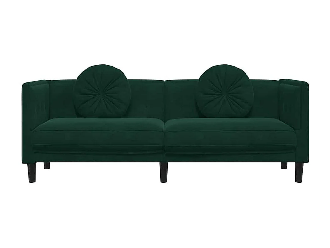 Canapé avec coussins 3 places vert foncé velours