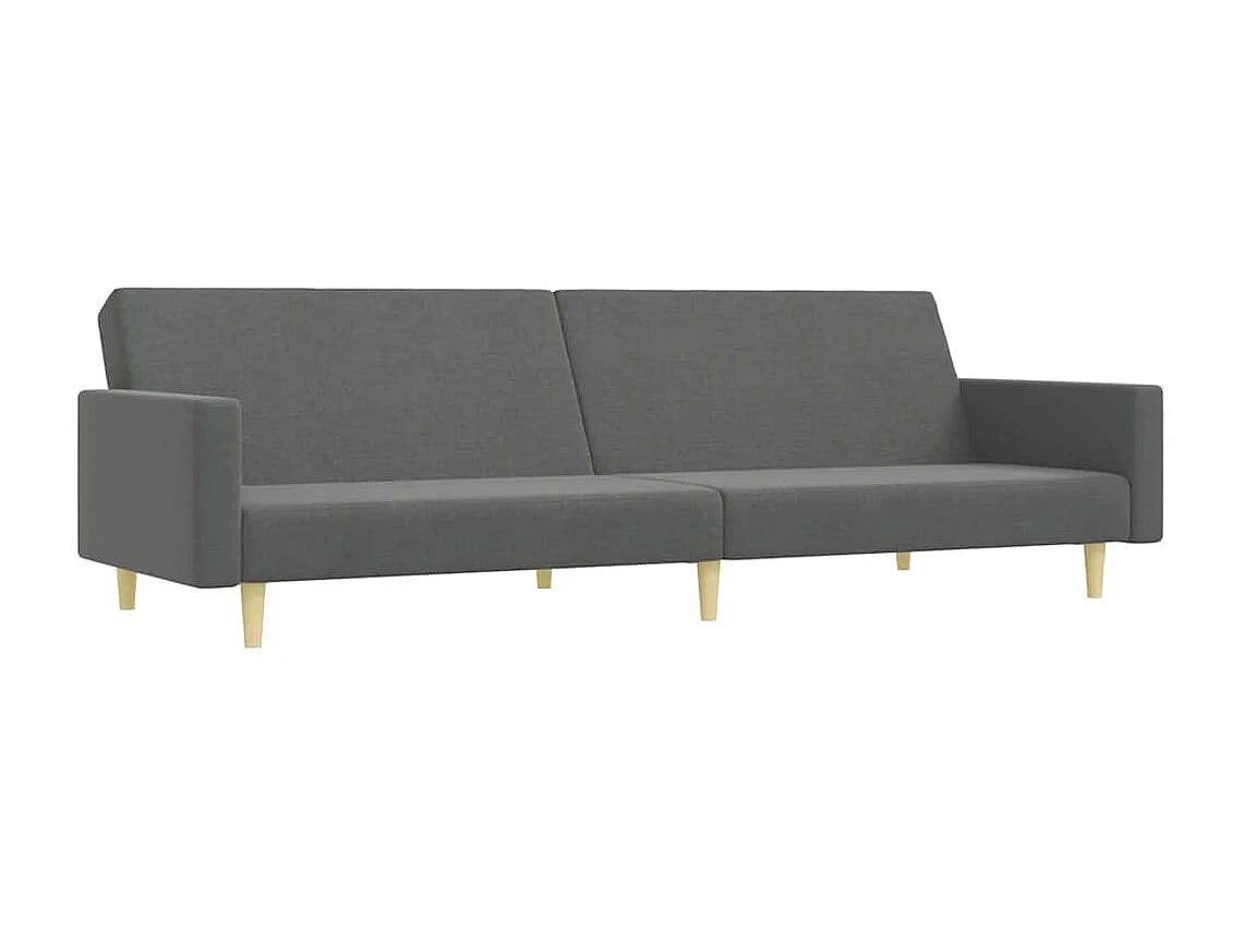 Divano Letto a 2 Posti con Poggiapiedi Grigio Scuro in Tessuto