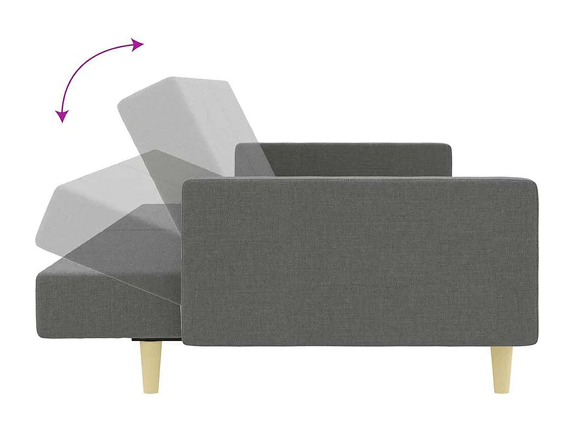 Divano Letto a 2 Posti con Poggiapiedi Grigio Scuro in Tessuto