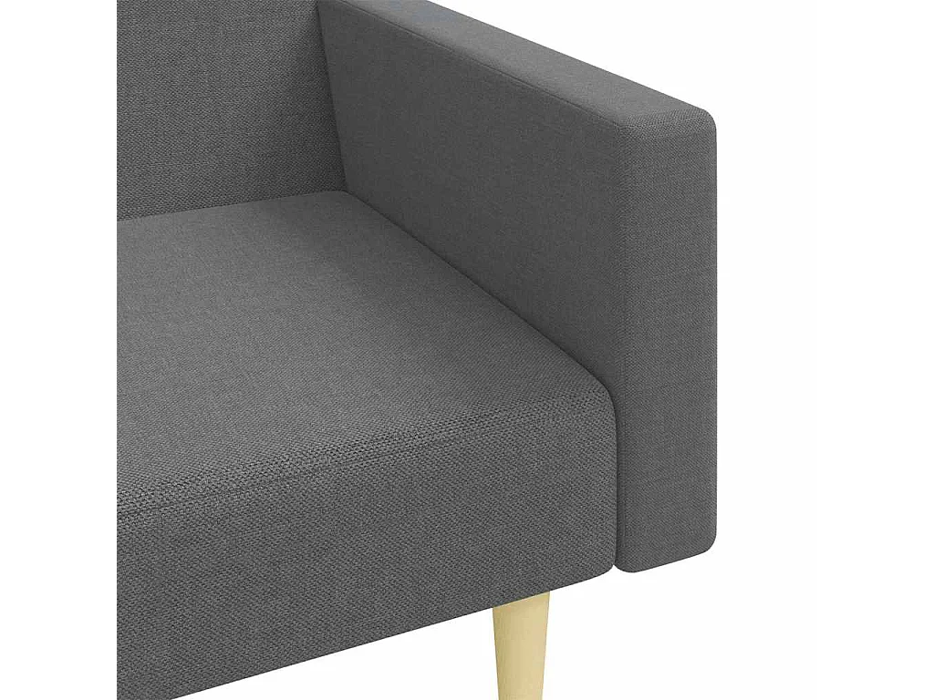 Divano Letto a 2 Posti con Poggiapiedi Grigio Scuro in Tessuto