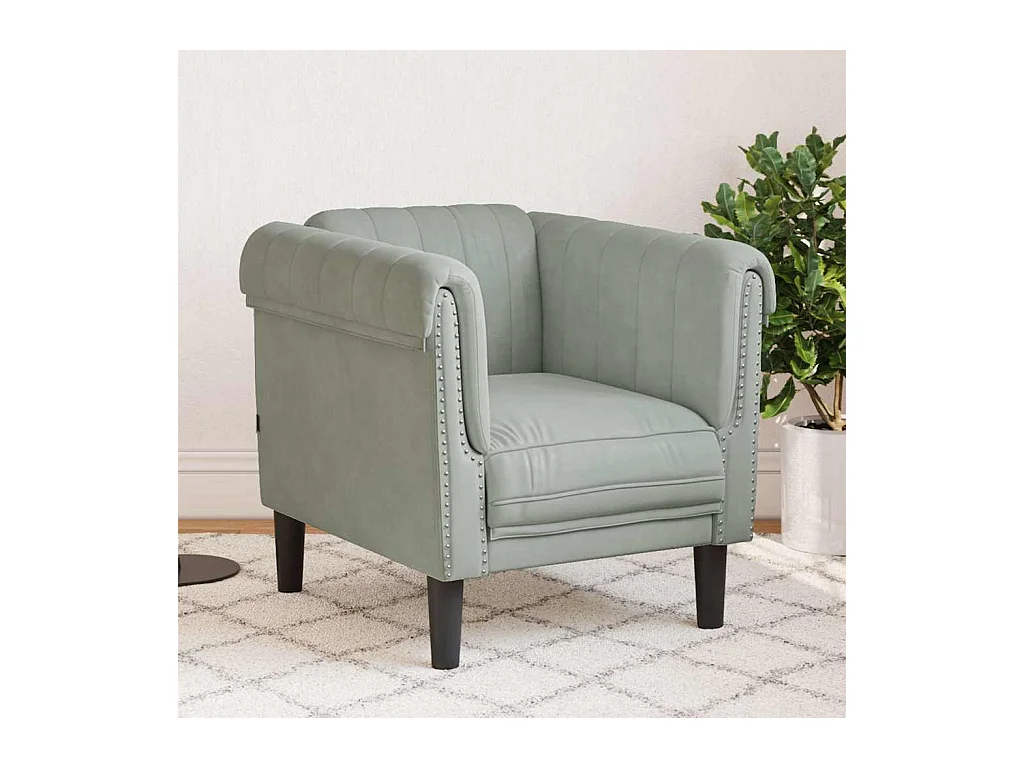 Fauteuil gris clair Velours