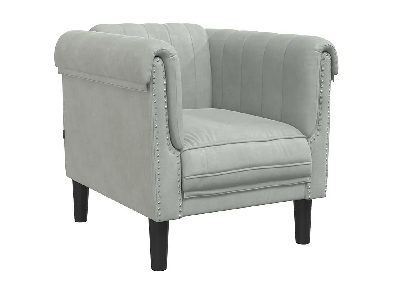 Fauteuil fluweel lichtgrijs