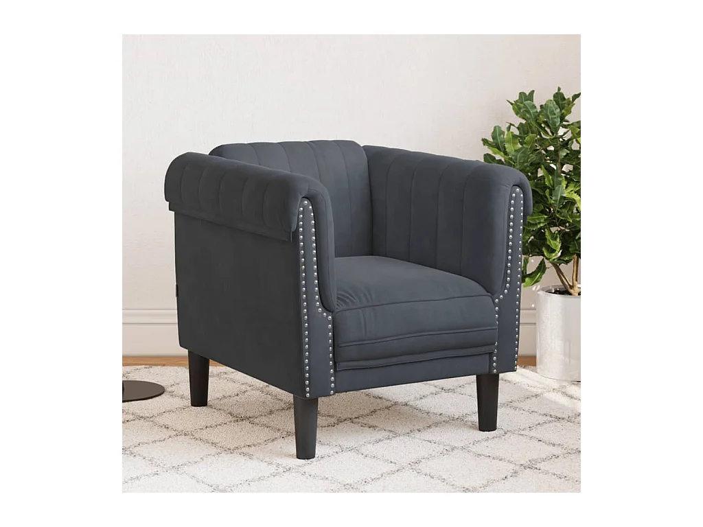 Fauteuil gris foncé velours