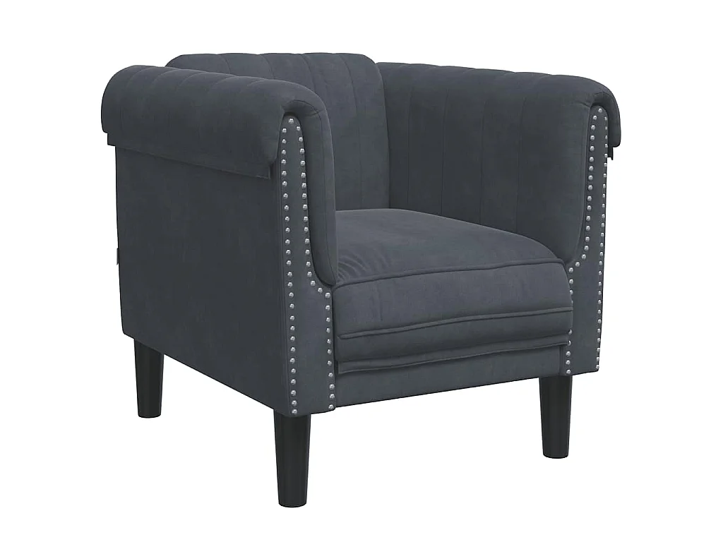 Poltrona veludo cinzento-escuro