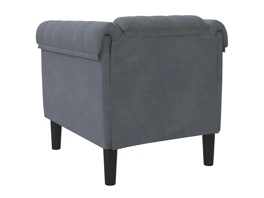 Sillón de terciopelo gris oscuro