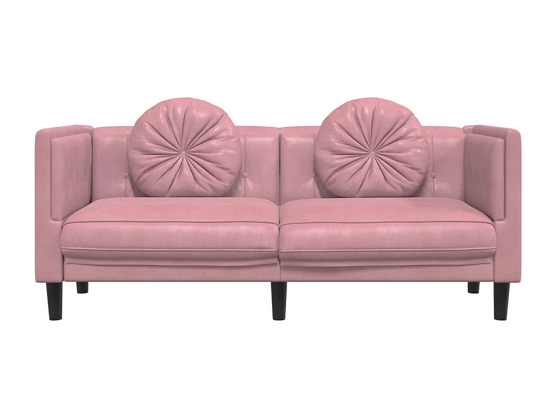Canapé avec coussins 2 places rose velours