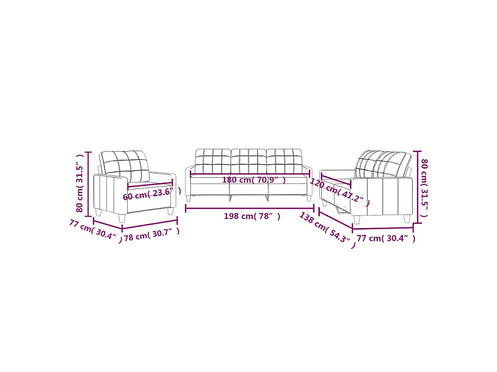 Ensemble de canapés 3 pcs avec coussins Cappuccino Similicuir