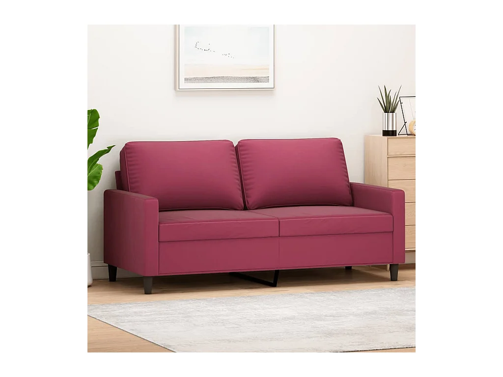 Canapé à 2 places Rouge bordeaux 140 cm Velours