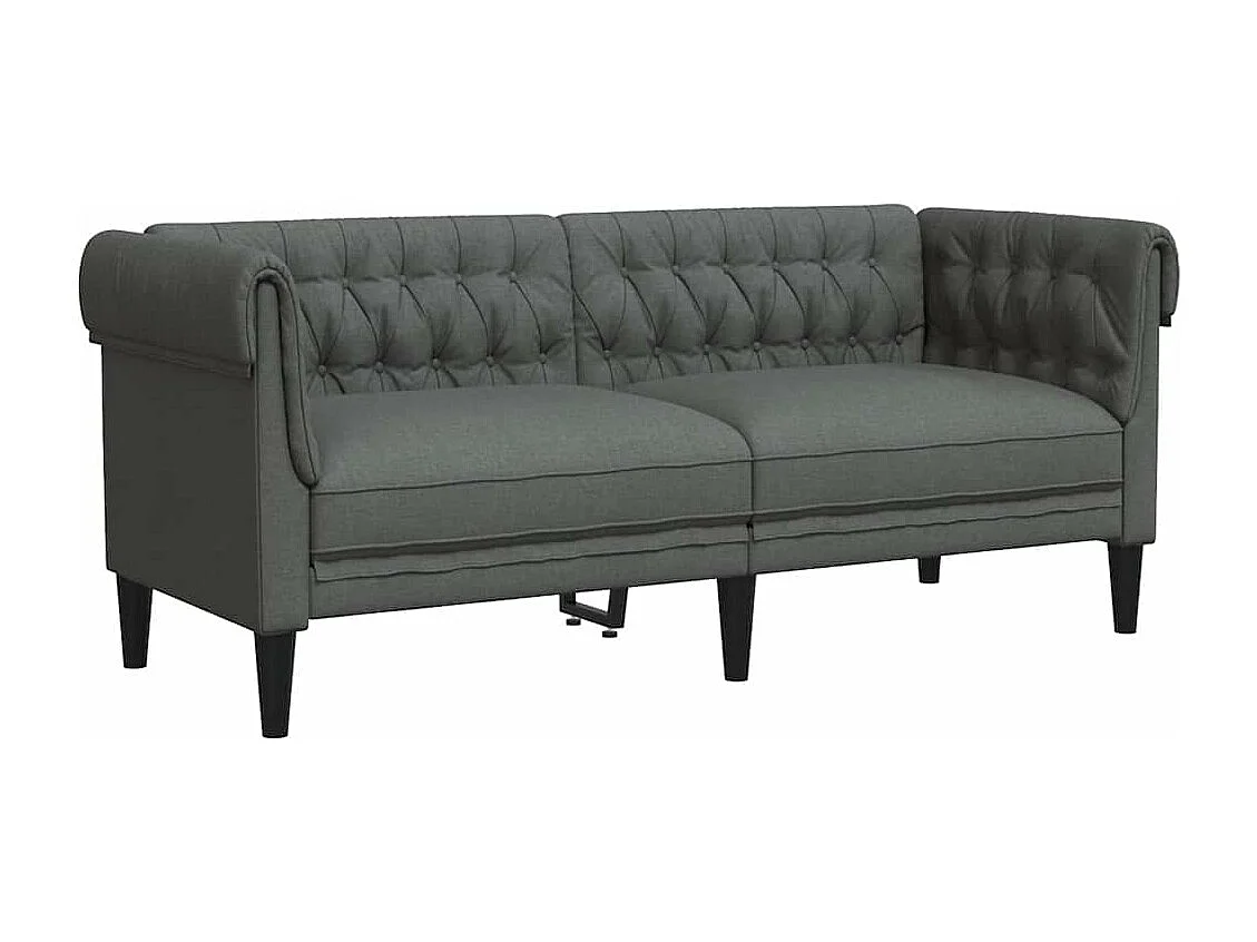 Chesterfield-Sofa 2-Sitzer Dunkelgrau Stoff