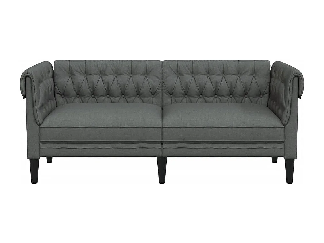Chesterfield-Sofa 2-Sitzer Dunkelgrau Stoff