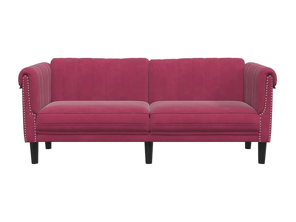Sofá de 2 lugares veludo vermelho tinto