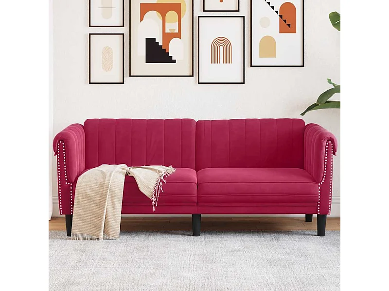 Sofa 2-Sitzer Weinrot Samt