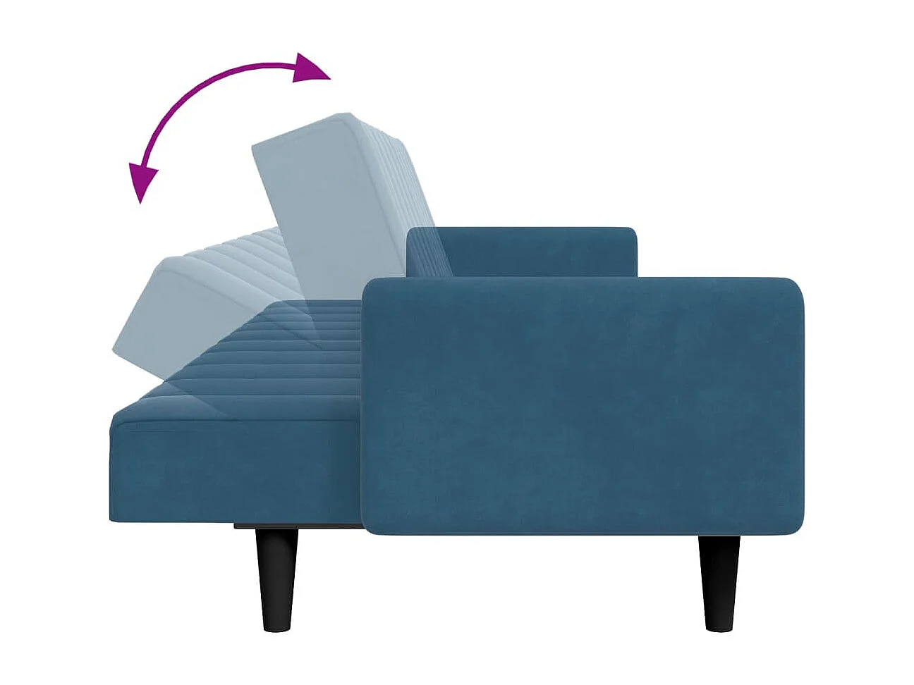 Slaapbank 2-zits met voetenbank fluweel blauw