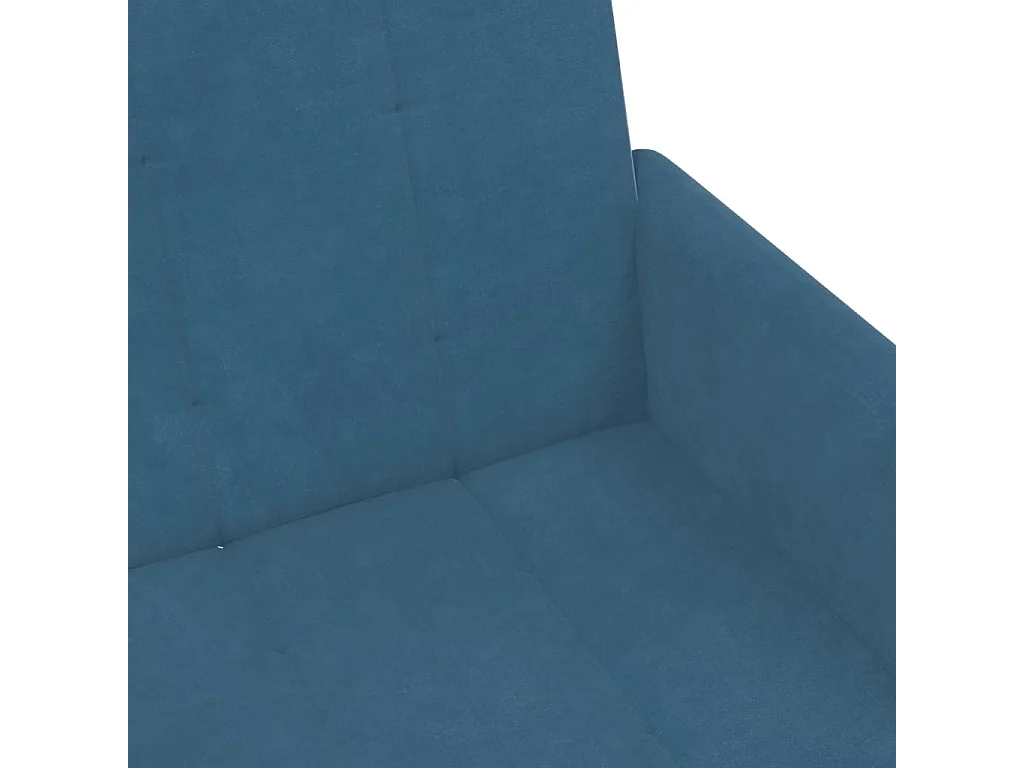 Canapé-lit à 2 places avec repose-pied bleu velours