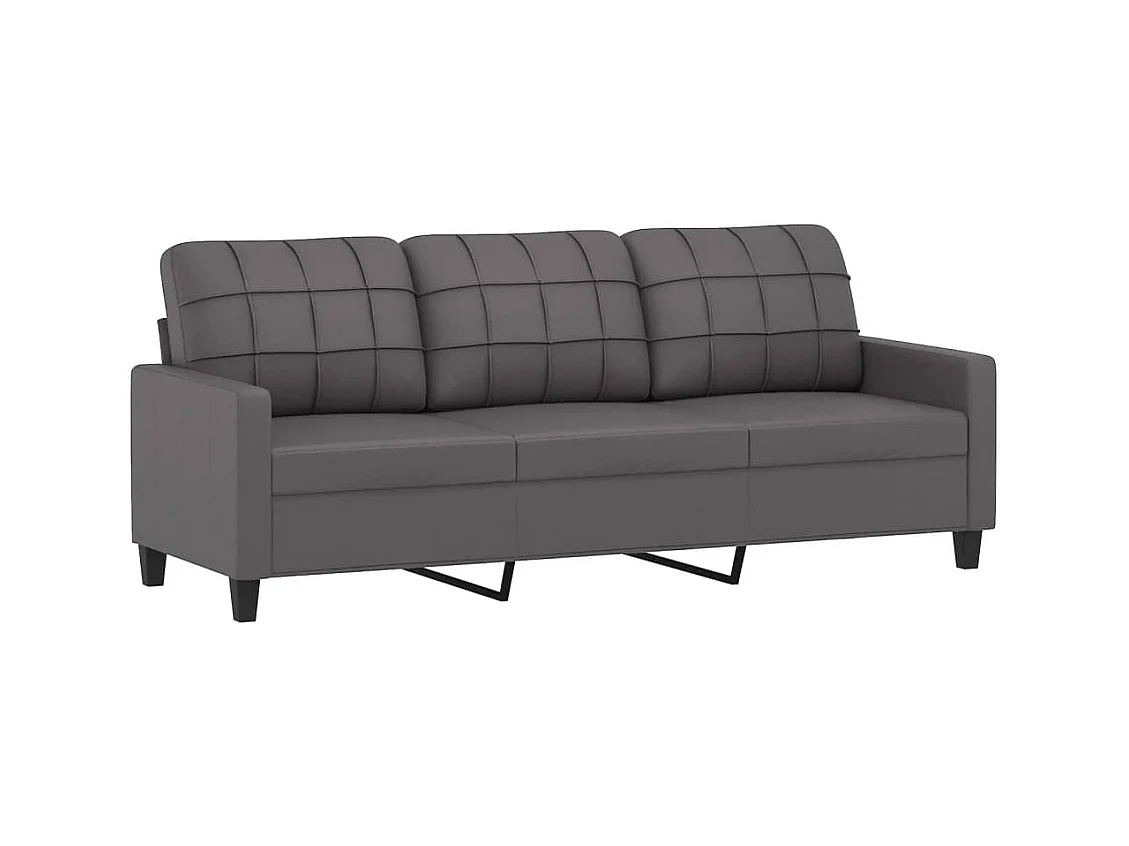 3-Sitzer-Sofa mit Zierkissen Grau 180 cm Kunstleder