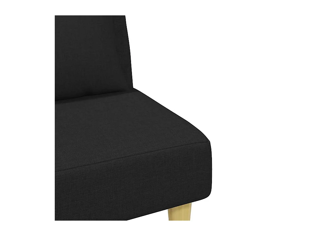 Slaapbank 2-zits met kussens en voetenbank stof zwart