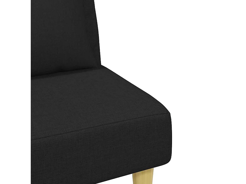 Schlafsofa 2-Sitzer mit Kissen und Fußhocker Schwarz Stoff