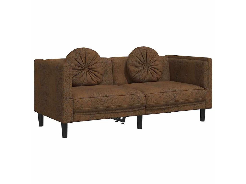 Sofá com almofadões 2 lugares camurça artificial castanho