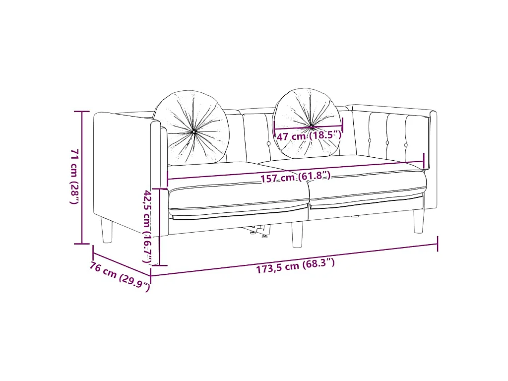 Sofá com almofadões 2 lugares camurça artificial castanho