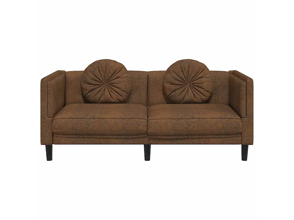 Sofá com almofadões 2 lugares camurça artificial castanho