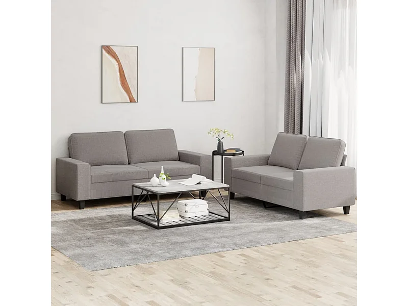2-tlg. Sofagarnitur Taupe Stoff