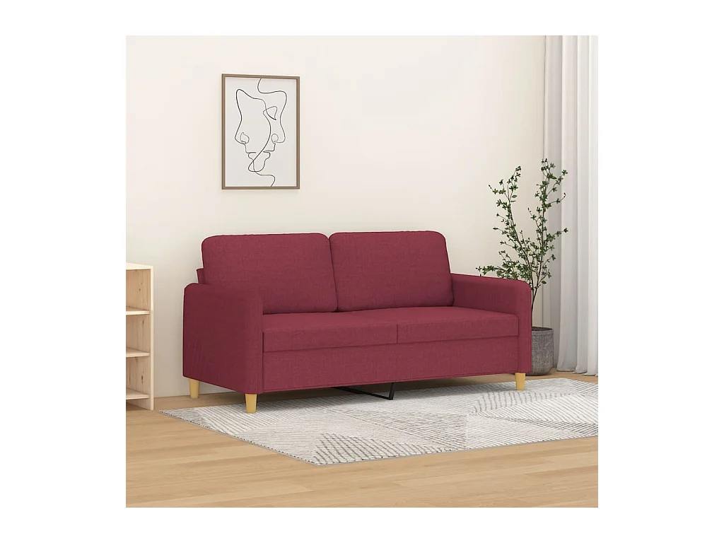 Canapé à 2 places Rouge bordeaux 140 cm Tissu