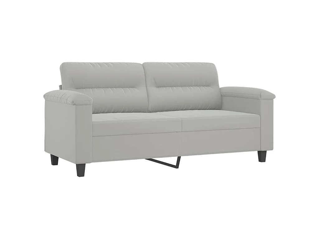 2-delige Loungeset met kussens microvezelstof lichtgrijs
