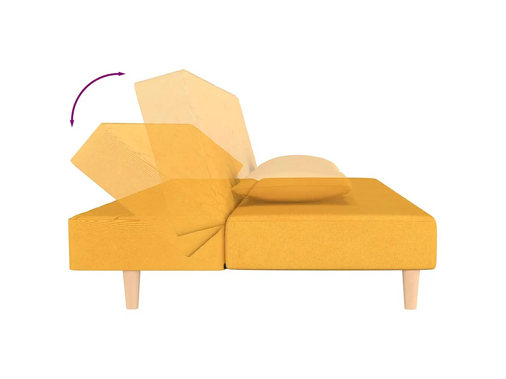 Canapé convertible clic-clac 2 places en tissu jaune