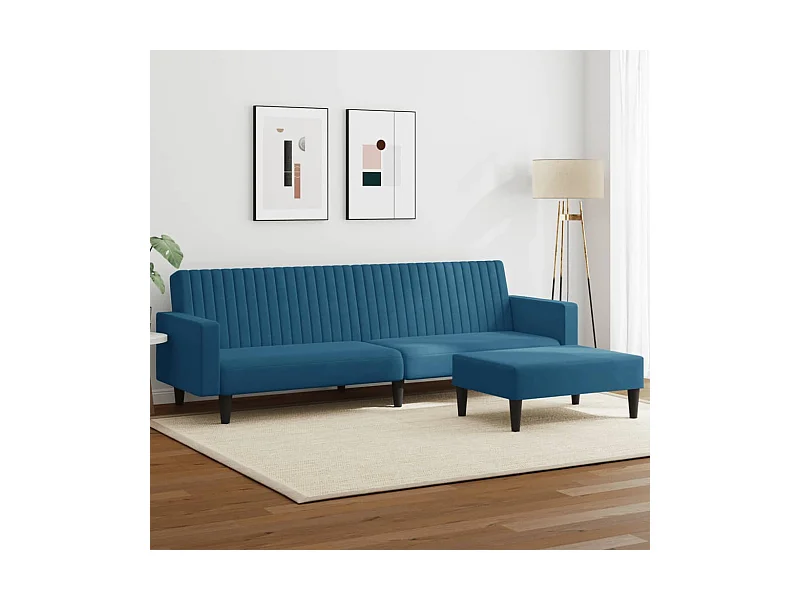 2-tlg. Sofagarnitur Blau Samt