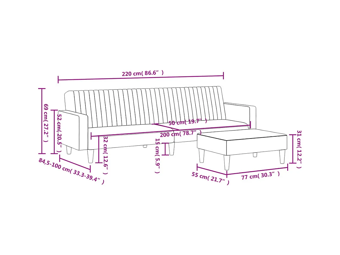 Ensemble de canapés 2 pcs bleu velours