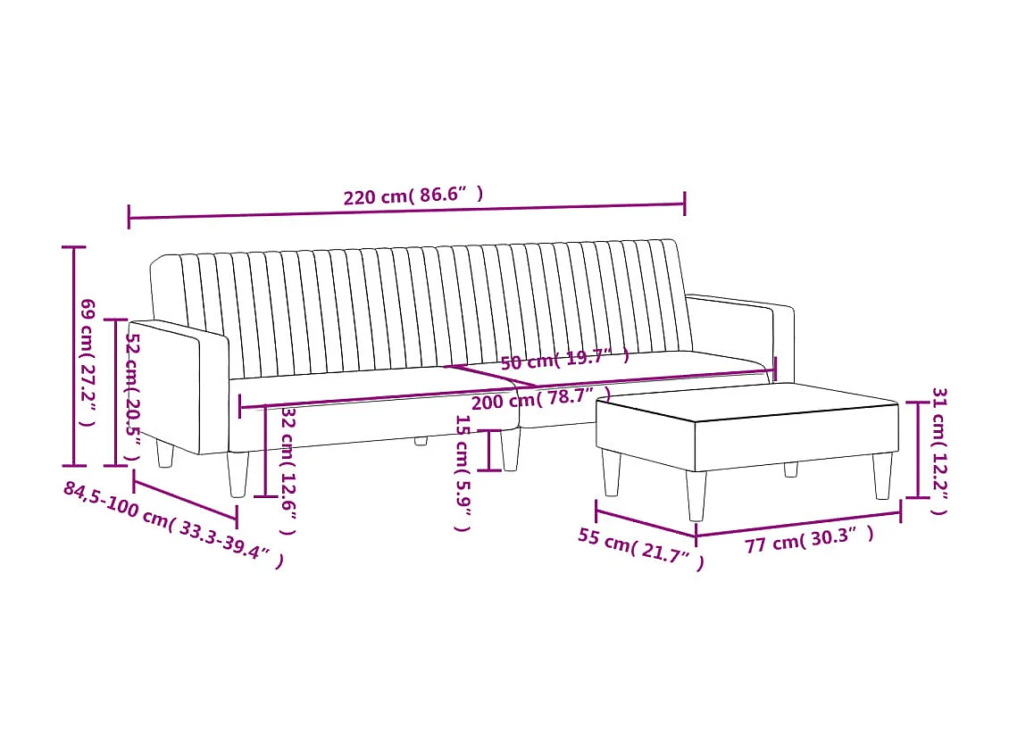 2-delige Loungeset fluweel blauw