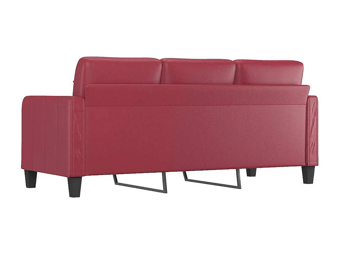 Canapé à 3 places Rouge bordeaux 180 cm Similicuir