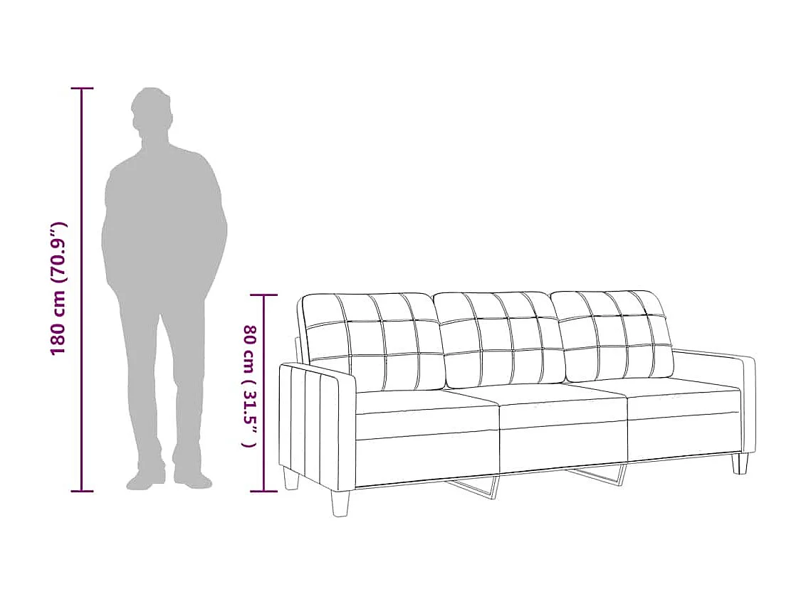 Canapé à 3 places Rouge bordeaux 180 cm Similicuir