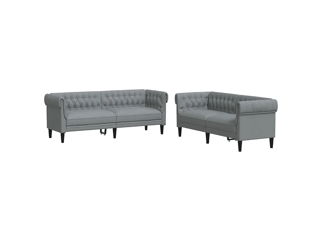 Ensemble de canapés 2 pcs gris clair tissu